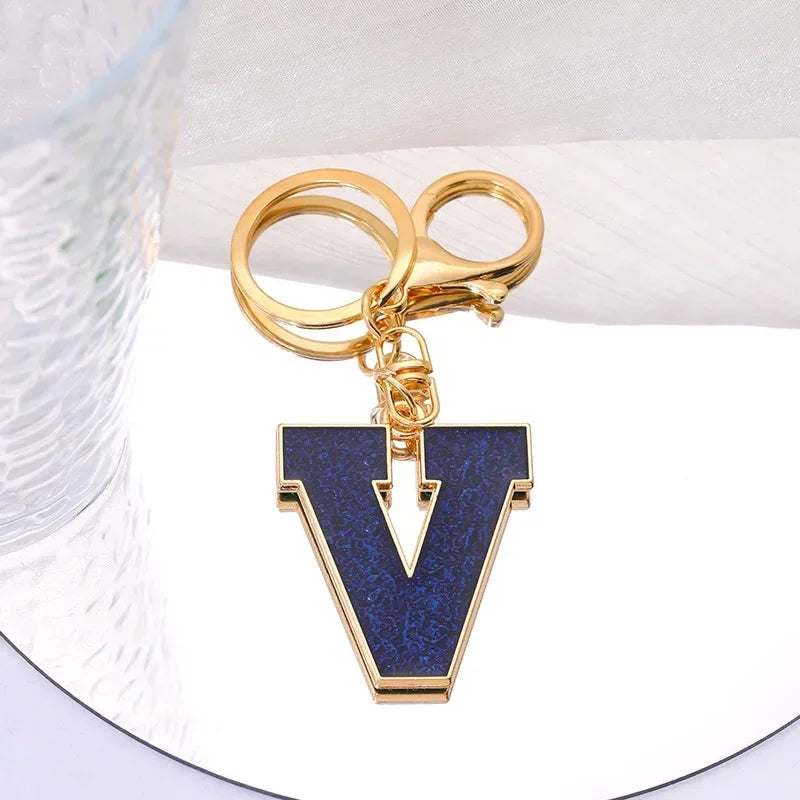 Fashion Bag Pendant Keychain A-Z Initials Keyring for Couples Metal Pendant DIY Gift for Men Women 26 Alphabet Accessories Gift