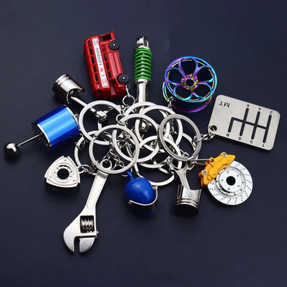 Creative Metal Mini Auto Parts Car Wheel Keychain Auto Enthusiast Keyring Accessories Key Ring Chain for Men Woman Lover Gift