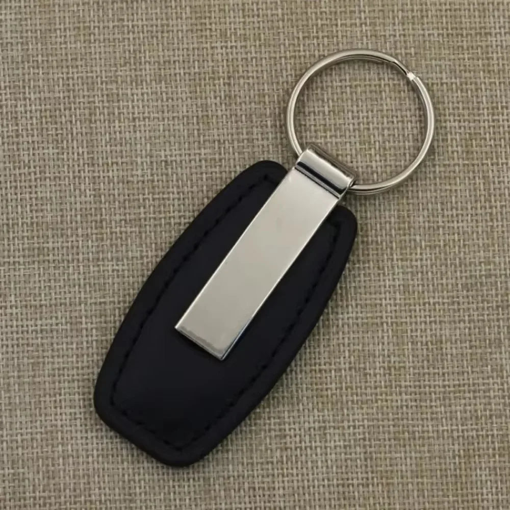 Fashion Metal Leather Keychain Custom Logo Name Keyring Spot Hardware Accessorie for Car Moto Key Ring Buckle Pendant Gift