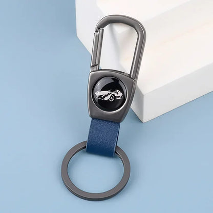 Custom Logo Name Leather Wear Keychain for Men Woman Prevent Simplicity Keyring Loss Creative Metal Car Moto Key Chain Ring Gift