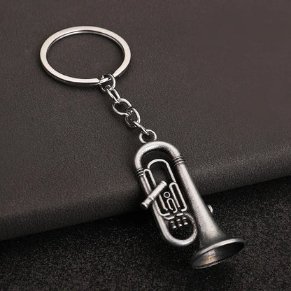 Creative Music Enthusiast Mini Metal Cute Keychain Saxophone Pendant Key Ring Accessories Personalized Keyring Lover Small Gift