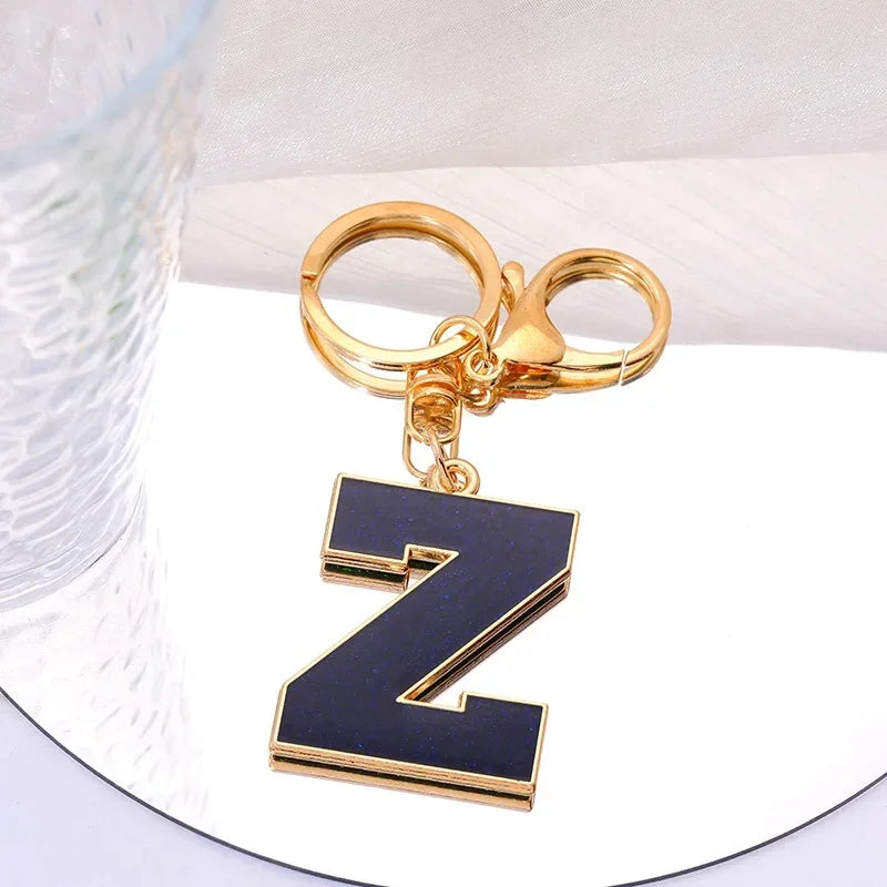 Fashion Bag Pendant Keychain A-Z Initials Keyring for Couples Metal Pendant DIY Gift for Men Women 26 Alphabet Accessories Gift