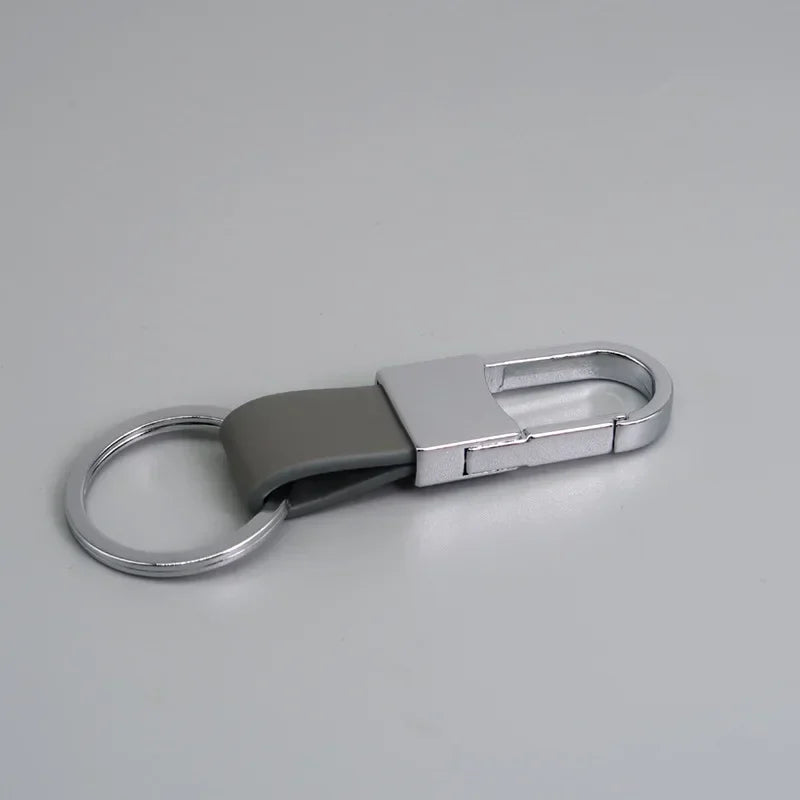 Custom Logo Name Simplicity Matte Finish Metal Leather Keychain with Laser Engraved Keyring Key Ring Chains  Creative for Gif