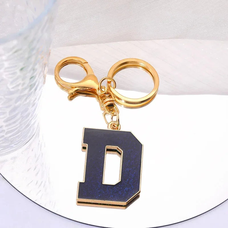 Fashion Bag Pendant Keychain A-Z Initials Keyring for Couples Metal Pendant DIY Gift for Men Women 26 Alphabet Accessories Gift