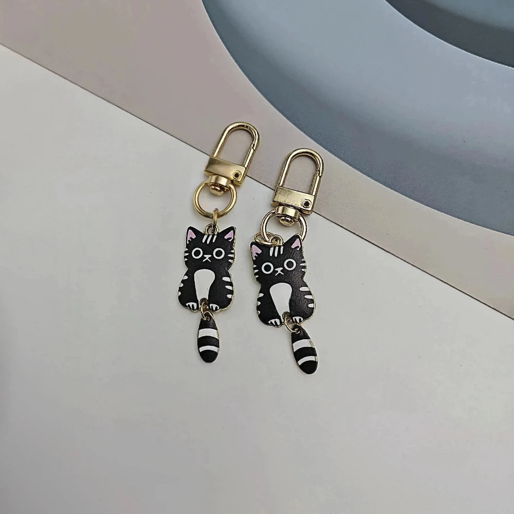 Originality Metal Cat Color Small Pendant Keychain Printing Personality Keyring Animal Cute Backpack Buckle Key Chain Ring Gift