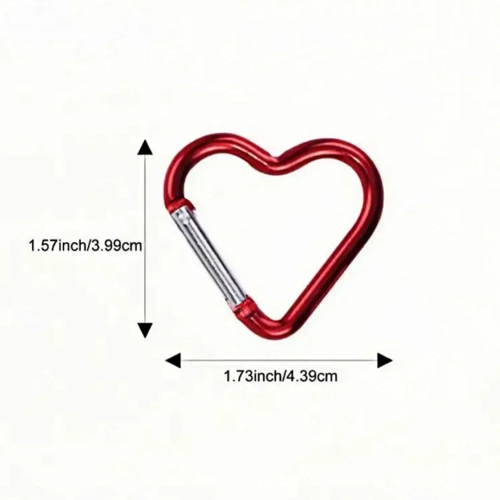 5PCS Wholesale Heart Shaped Metal Carabiner Keychain Carabiner Outdoor Key Ring Buckle Multi Travel Kit Hook Hanging Keyring