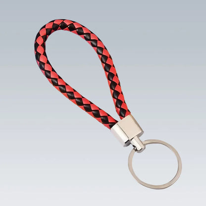 Trendy DIY Mobile Phone Number Plate Keychain Simple Woven Rope Leather Pendant Keyring Anti-lost Car Moto Key Chain Ring Gift