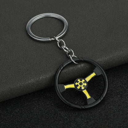 Creative Car Enthusiast Mini Metal Cute Keychain Auto Steering Wheel Pendant Key Ring Accessories Personalized Keyring Gift