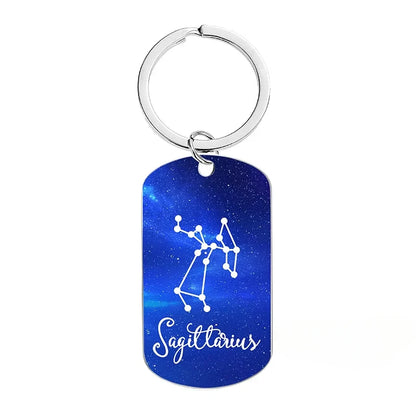 New Custom Text Name Metal Stainless Steel Keychain Car Moto Constellation Keyring Motorcycle Pendant Key Chain Ring Gift