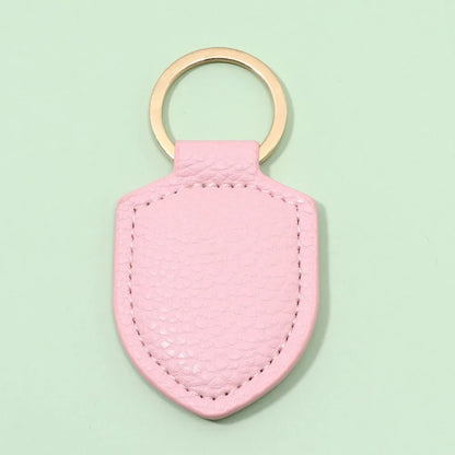 Personalized Shield Leather Keychain Custom Logo Name Commercial Creative Pendant Keyring Car Motorcycle  Key Chain Ring Gift