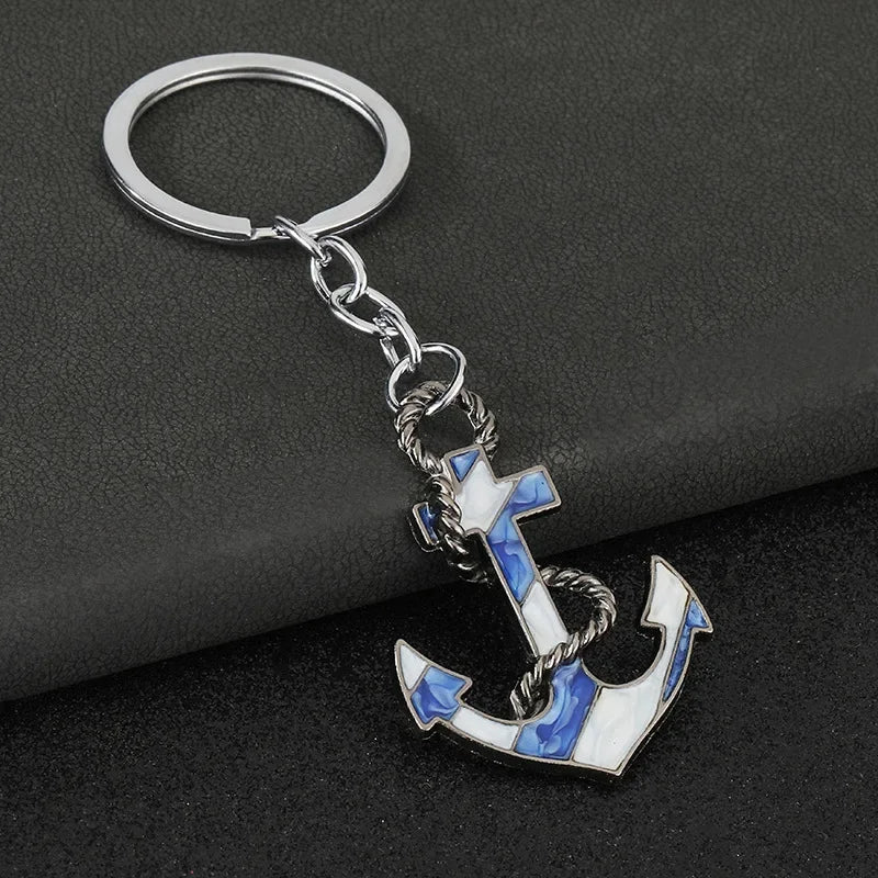 Personalization Originality 3D Metal Keychain Ship's Anchor Three-dimensional Backpack Keyring Adventure Key Chain Ring Gift