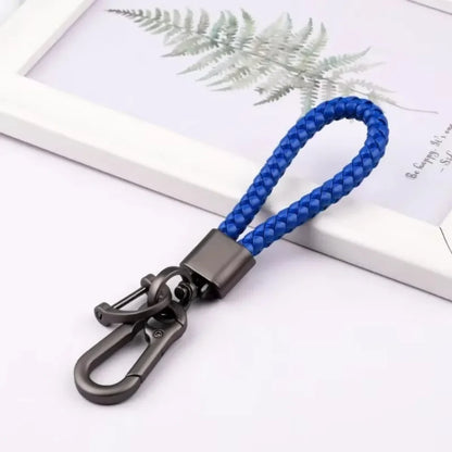 Creative Idea Leather Weave Keychain Custom Logo Name Keyring Metal  Color Alloy Car Moto Upscale Key Chain Ring Lovers Gift