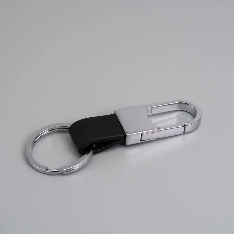 Custom Logo Name Simplicity Matte Finish Metal Leather Keychain with Laser Engraved Keyring Key Ring Chains  Creative for Gif