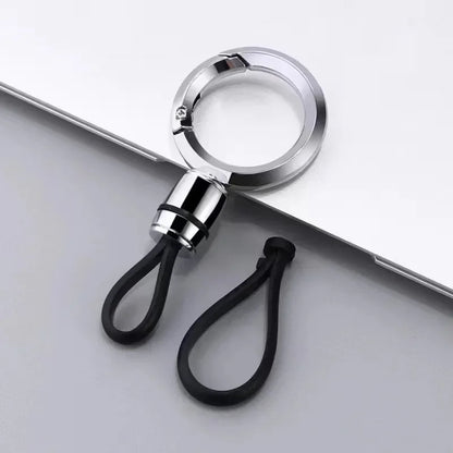 Creative Simple Luxury Leather Rope Metal Pendant Keychain Car Moto Mini Keyring Circle Key Chain Ring Gift
