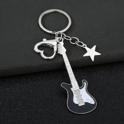 Creative Music Enthusiast Metal Cute Keychain Bass Guitar Pendant Key Ring Accessories Personalized Keyring Lover Small Gift