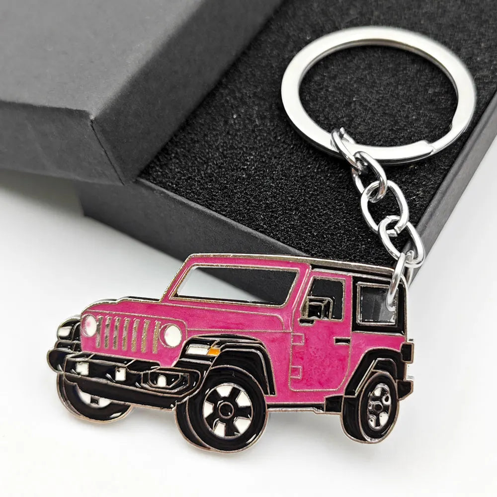 Originality Off-road Vehicle Enthusiast Keychain Metal SUV Car Pendant Keyring Creative Anti-Lost Backpack Key Chain Ring Gift