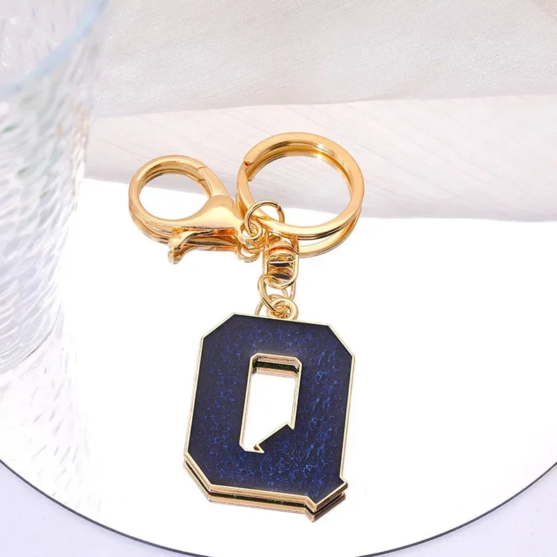 Fashion Bag Pendant Keychain A-Z Initials Keyring for Couples Metal Pendant DIY Gift for Men Women 26 Alphabet Accessories Gift