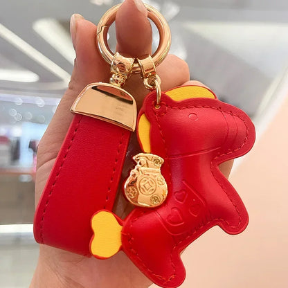 Custom Laser Engraving Name Originality Cowhide Metal Pony Multi Color Keychain Car Moto Keyring Key Ring Buckle Chains Gift