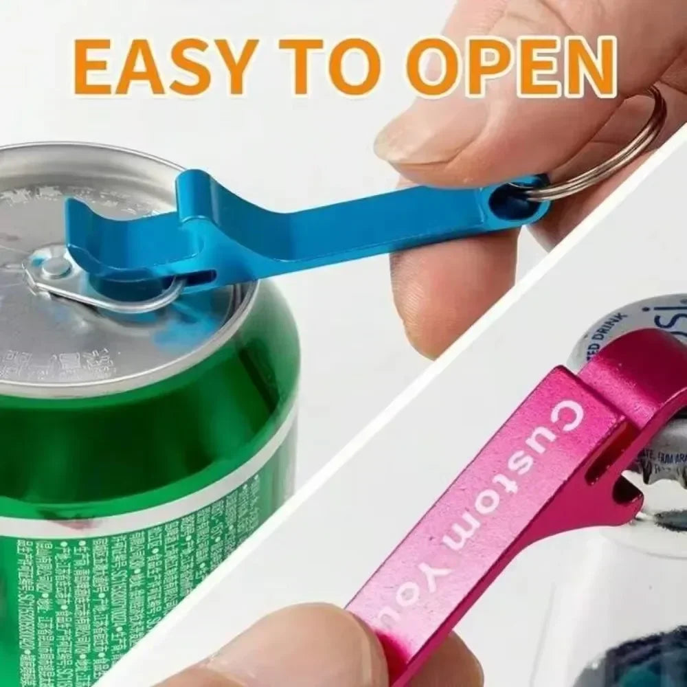 5PCS Custom LOGO Name Bottle Opener Beer Keychain Keyring Multifunctional Laser Carving Key Ring Chain Bar AD Multi Color Gift