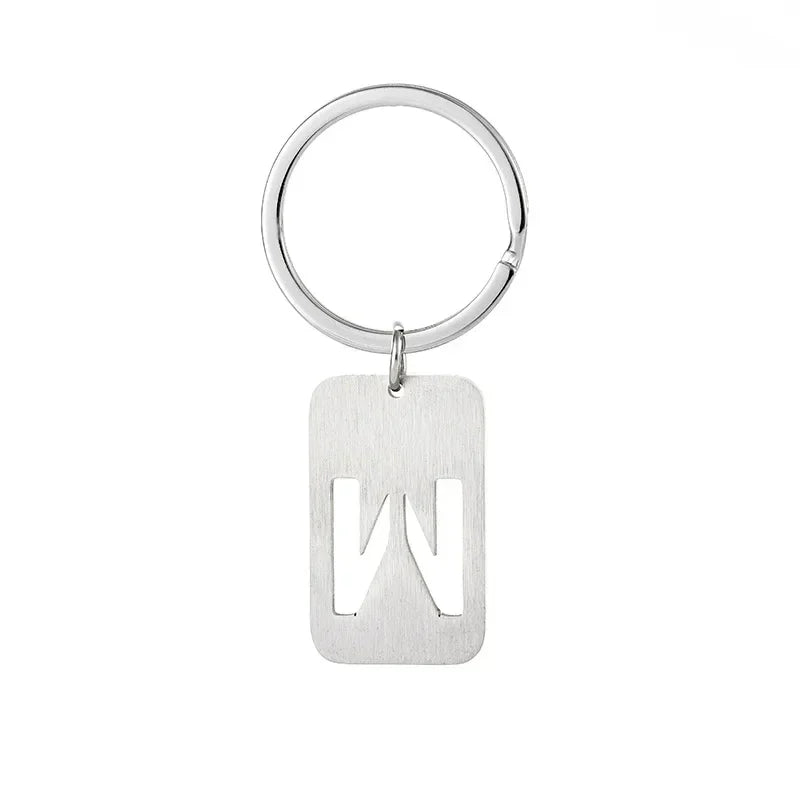 New Creative Hollowed Out 26 Letter Keychain Brushed Military Brand Pendants  Key Ring Buckle Chains Car Motorcyler Keyring Gift