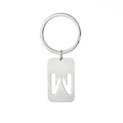New Creative Hollowed Out 26 Letter Keychain Brushed Military Brand Pendants  Key Ring Buckle Chains Car Motorcyler Keyring Gift