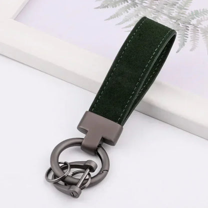 Custom Logo Name Suede Leather Metal Keychain Personalized Buckle Car Moto Keyring Woman Man Key Ring Chain Gift