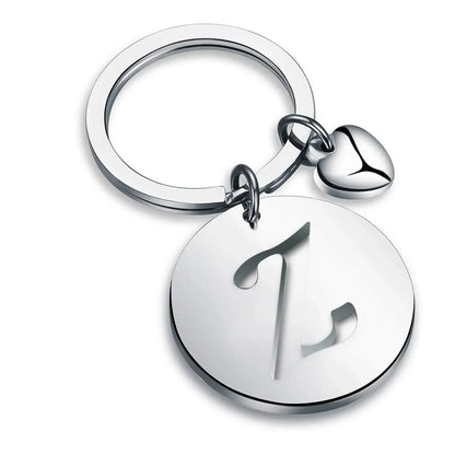 1PCS/2PCS Popular A-Z  Round Brand Stainless Steel Keychain 26 Letter Keyring  Pendant Key Ring Buckle Chains for Car Moto Gift