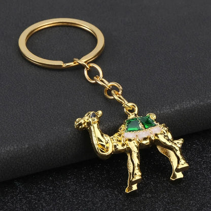 Originality 3D Three-dimensional Keychain Metal Desert Backpack Personalization Keyring Badge Pendant Camel Key Chain Ring Gif