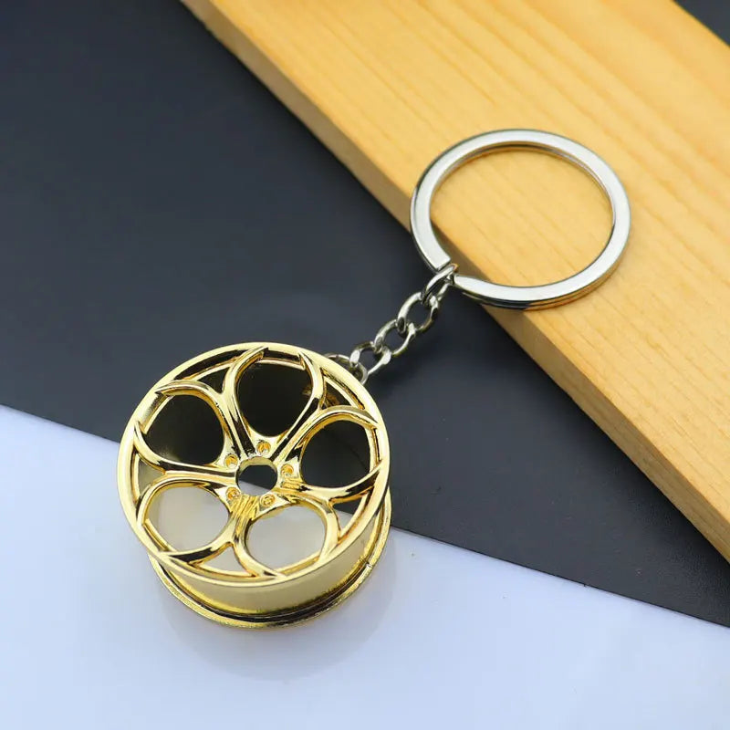 Creative Metal Mini Auto Parts Car Wheel Keychain Auto Enthusiast Keyring Accessories Key Ring Chain for Men Woman Lover Gift
