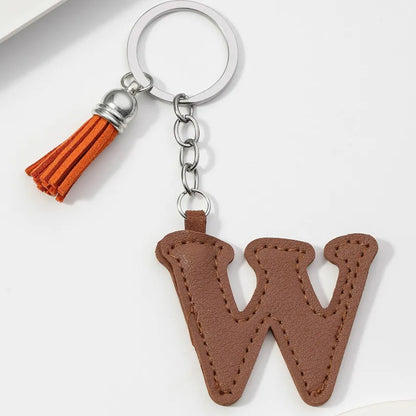Popular A-Z Color Tassels Keychain 26 Letter Keyring Backpack Pendant Key Ring Buckle Chains for Car Moto Gift