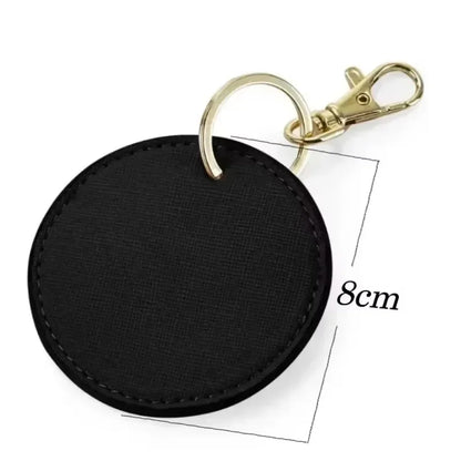 Custom LOGO Name Personalized Round Leather Keychain Clip UV Printing Color Key Ring Chain Carving Pendant Bag Keyring Gift