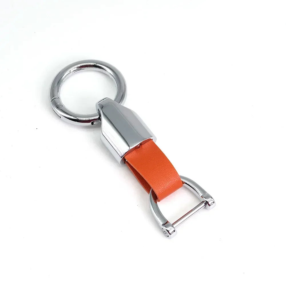 New Fashion Personalized Custom Logo Name Metal Waist Hanging KeyChain Leather Keyring Men Women Key Chain Buckle Ring Gift