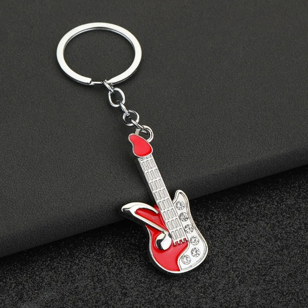 Enthusiast Creative Music Mini Metal Cute Keychain Guitar Pendant Key Ring Accessories Personalized Keyring Lover Small Gift