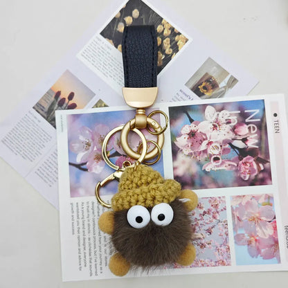 Kawaii Mink Fur Lanyard Custom Name Keychain Cute Briquettes Fluffy Keyring Fairy Toy Key Chain Ring Mini Plush Gift