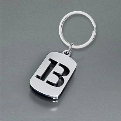 Popular A-Z Square Brand Stainless Steel Keychain 26 Letter Keyring Pendant Key Ring Buckle Chains for Car Motorcyle Gift