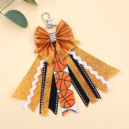 Originality Silk Ribbon Cloth Butterfly Keychain Flower Cheerleaders Keyring for Woman Pendant Backpack Key Ring Chain Gift