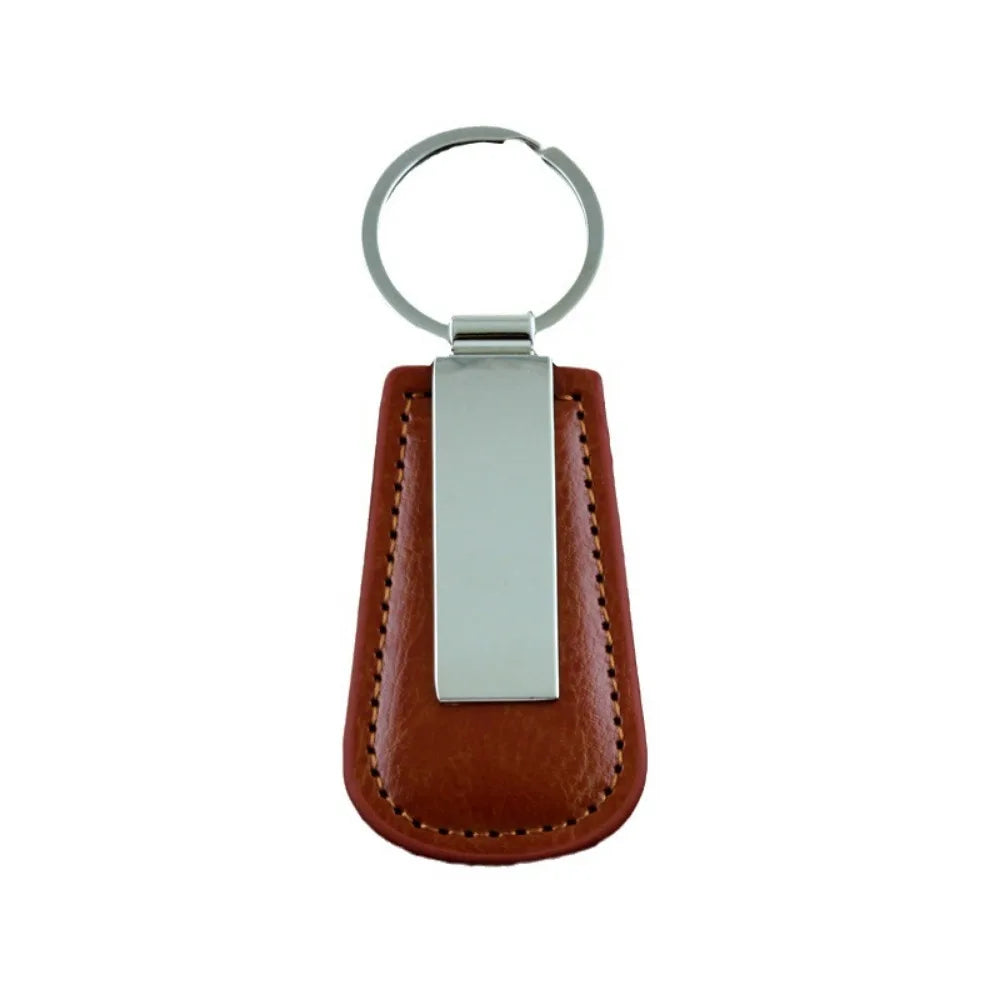 Custom LOGO Name Metal Leather Keychain Car Moto Keyring Motorcycle Pendant Key Chain Ring Gift
