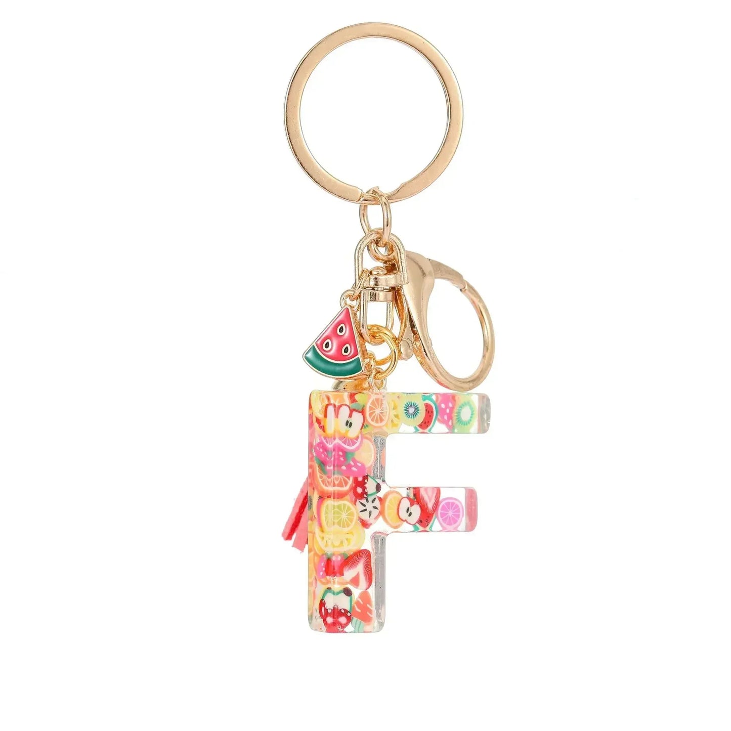 Personalized A-Z Key Ring Buckle Chains Y2k New Fruit Resin Keychain 26 Letter Pendant Fresh Cute Keyring Alphabet Initial Gift
