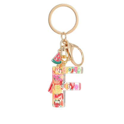 Personalized A-Z Key Ring Buckle Chains Y2k New Fruit Resin Keychain 26 Letter Pendant Fresh Cute Keyring Alphabet Initial Gift