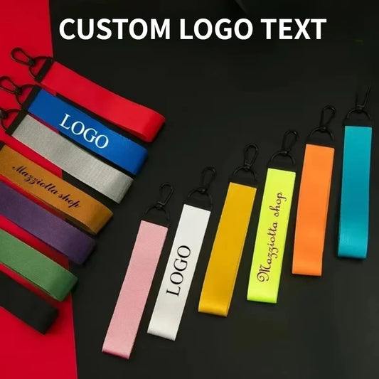 Custom Logo Text Name Creative Keychain for Men and Women Pure Fabric Key Chain Bag Pendant Streamer Personalize Keyring Gift