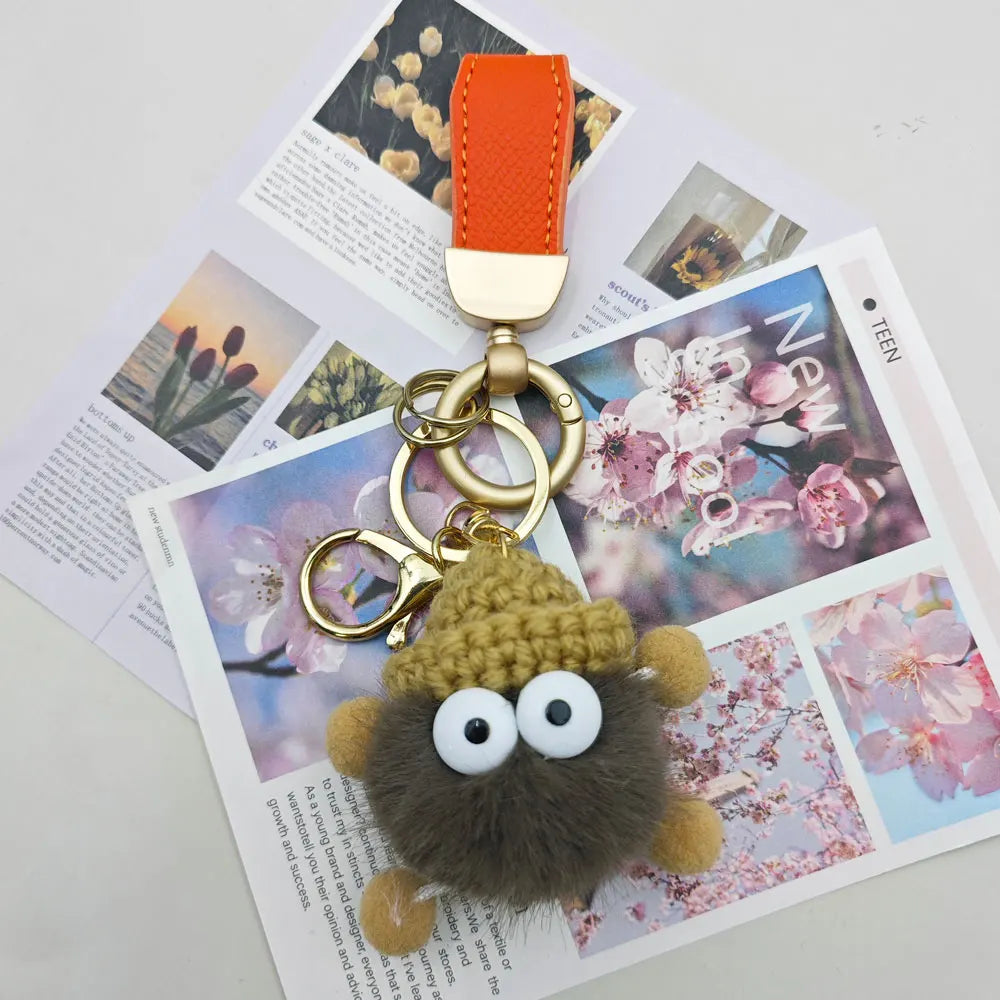 Kawaii Mink Fur Lanyard Custom Name Keychain Cute Briquettes Fluffy Keyring Fairy Toy Key Chain Ring Mini Plush Gift