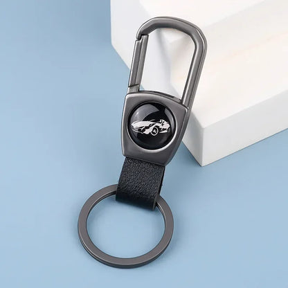 Custom Logo Name Leather Wear Keychain for Men Woman Prevent Simplicity Keyring Loss Creative Metal Car Moto Key Chain Ring Gift