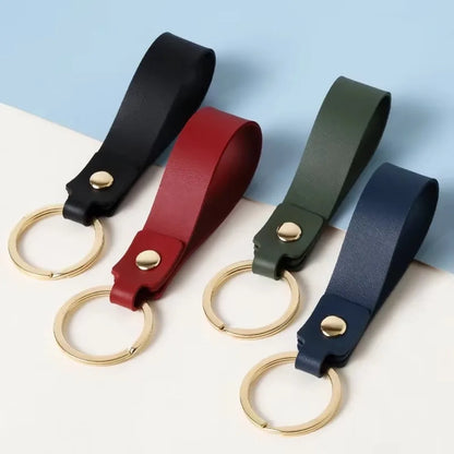 Fashion Personality PU Keychain Metal Cowhide Custom Name Keyring Motorcycle Car Hanging Rope DIY Manual Key Ring Chain Gift