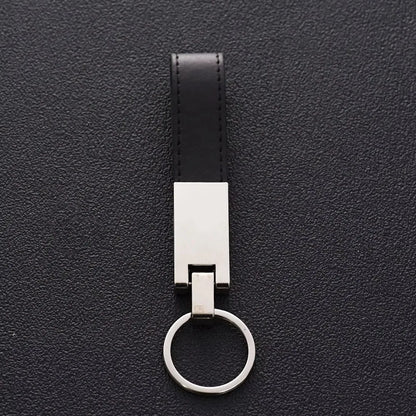 Luxury Business Men Metal Genuine Leather Keychain Car Moto Custom Laser Logo Name Keyring Boutique Key Chain Ring Gift
