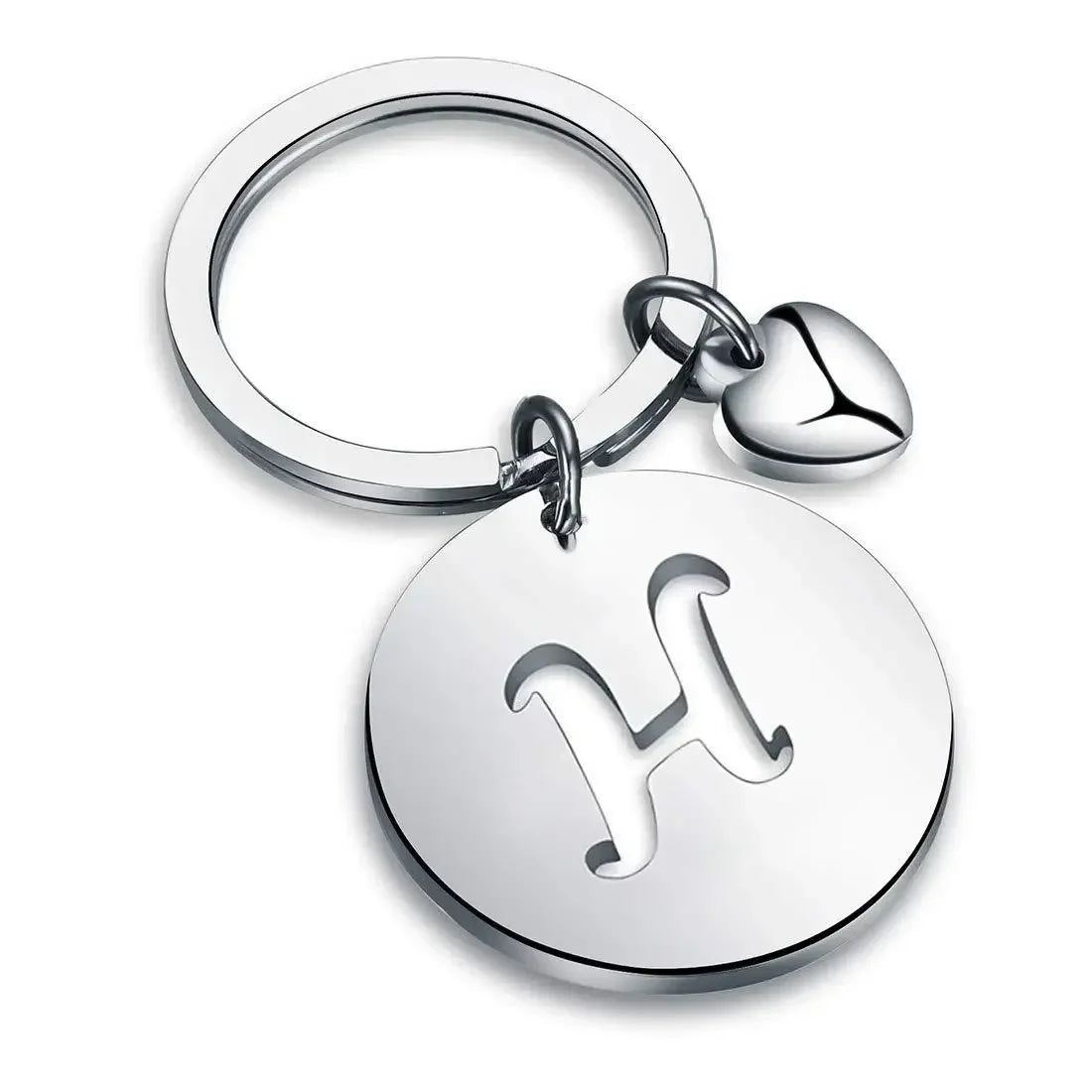 1PCS/2PCS Popular A-Z  Round Brand Stainless Steel Keychain 26 Letter Keyring  Pendant Key Ring Buckle Chains for Car Moto Gift