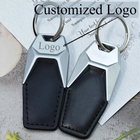 Custom Logo Car Keychain Styling Leather Metal Laser Pendant Keyring 4S Store Original Suitable Personalize Key Chain Ring Gift