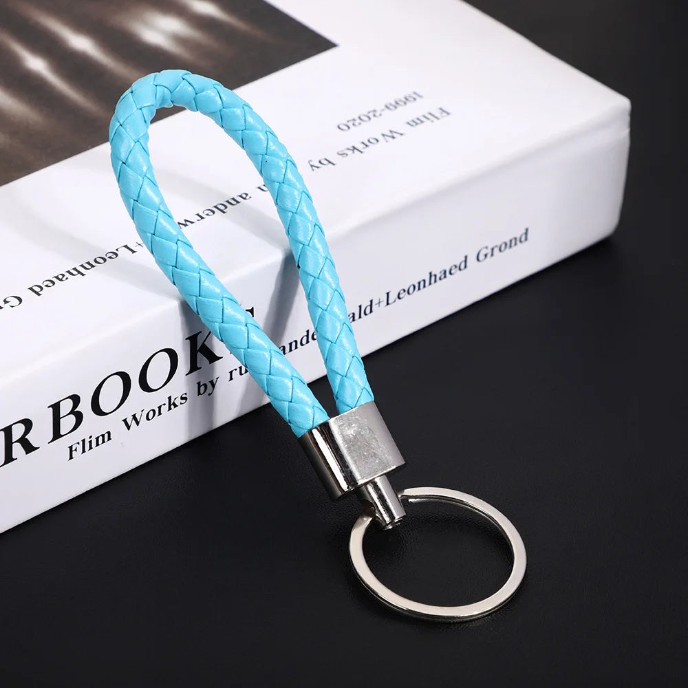 Originality PU Leather Metal Organization Rope Keychain Personality Custom Name Text Keyring Car Moto Key Ring Chain Gift