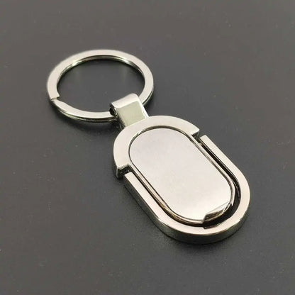New Custom Logo Name Stainless Steel Keychain Metal Style Rectangular Key Ring Hang Tag Mobile Phone Holder Engraved Laser Gift