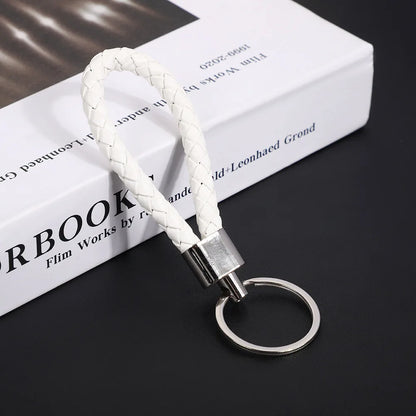 Originality PU Leather Metal Organization Rope Keychain Personality Custom Name Text Keyring Car Moto Key Ring Chain Gift