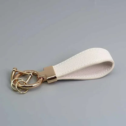 Custom Logo Name Luxury Genuine Leather Keychain Plaid  Colors Women Men Keyring Black Buckle Car Moto Key Ring Chain Gift